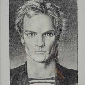 Sting Original Portrait Pencil Sketch Signed Steve Wohler 12" x 14" The Police